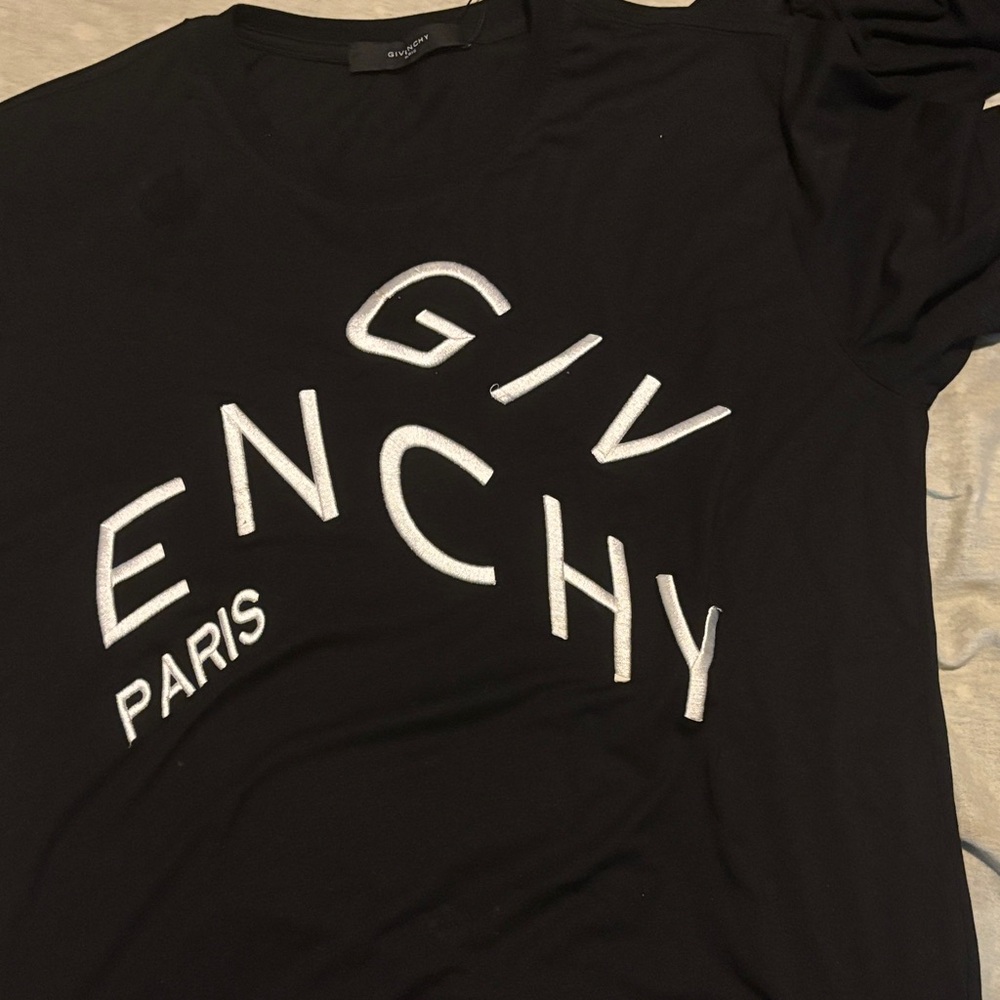 Givenchy Black Tee with White Paris Logo